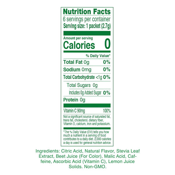 Cherry cranberry energy nutrition label