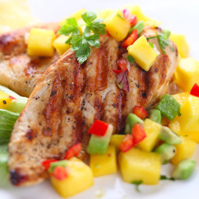 Spiced Rubbed Grilled Chicken Breasts with Fruit Salsa