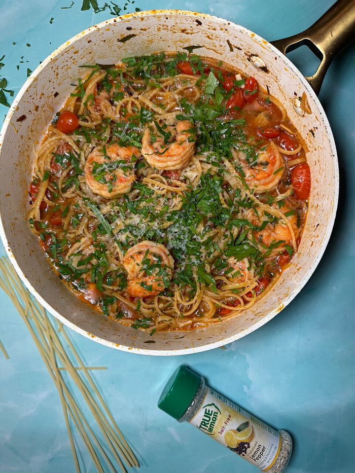 Shrimp Scampi in a pan