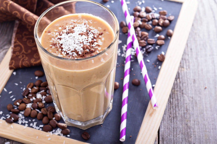 coffee flavored smoothie in a glass
