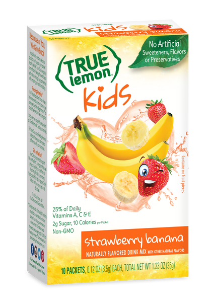 10-count box of True Lemon Kids Strawberry Banana